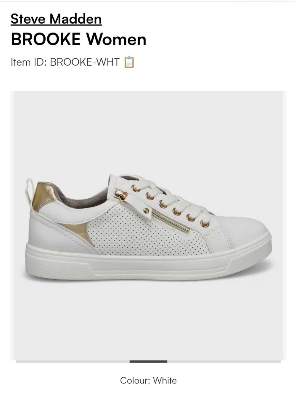 Steve Madden BROOKE White Sneakers with Gold Accents